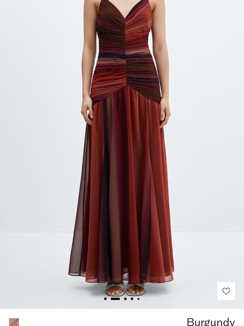 Mango Burgundy and Plum Ruched Maxi Dress